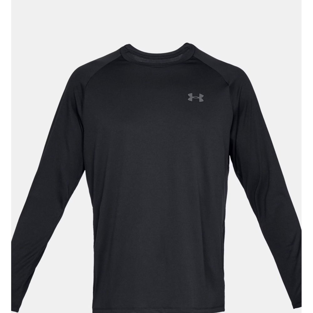 Under Armour Men's L Long Sleeve Base Layer Shirt Black Crew Neck Tech Top NWOT